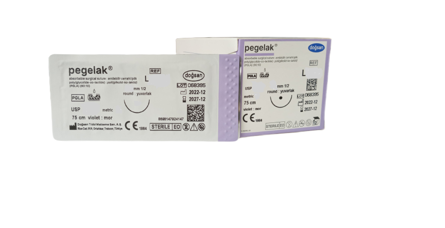 PEGELAK Поліглактін 910, USP 4/0, зворотньо-ріжуча голка 16мм ((Δ), довжина 75см (L3165)